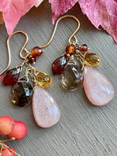 Load image into Gallery viewer, Peach Moonstone Cluster Earrings