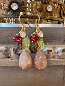 Chocolate Moonstone Cluster Earrings