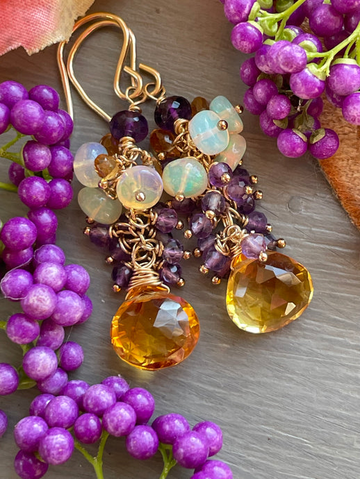 Citrine and Amethyst Earrings