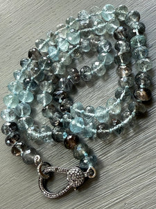 Moss Aquamarine Necklace with Pave Diamond Clasp