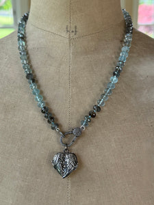 Moss Aquamarine Necklace with Pave Diamond Clasp