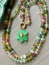 Load image into Gallery viewer, 14k Chrysoprase Flower Pendant and Tourmaline Necklace