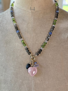 14k Rose Quartz Puffy Heart Pendant MADE TO ORDER