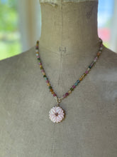 Load image into Gallery viewer, 14k Pink Opal Carved Tropical Flower Necklace