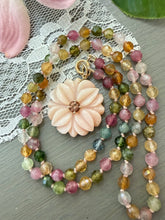 Load image into Gallery viewer, 14k Pink Opal Carved Tropical Flower Necklace