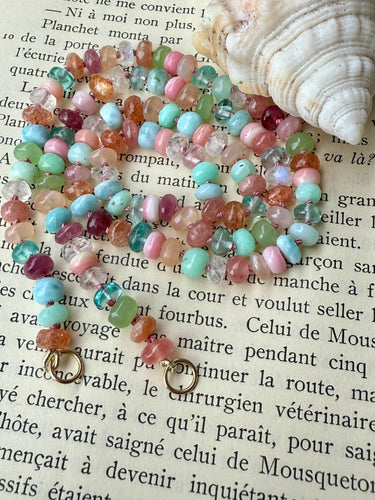 Multi Stone Salt Water Taffy Necklace with Open Loops
