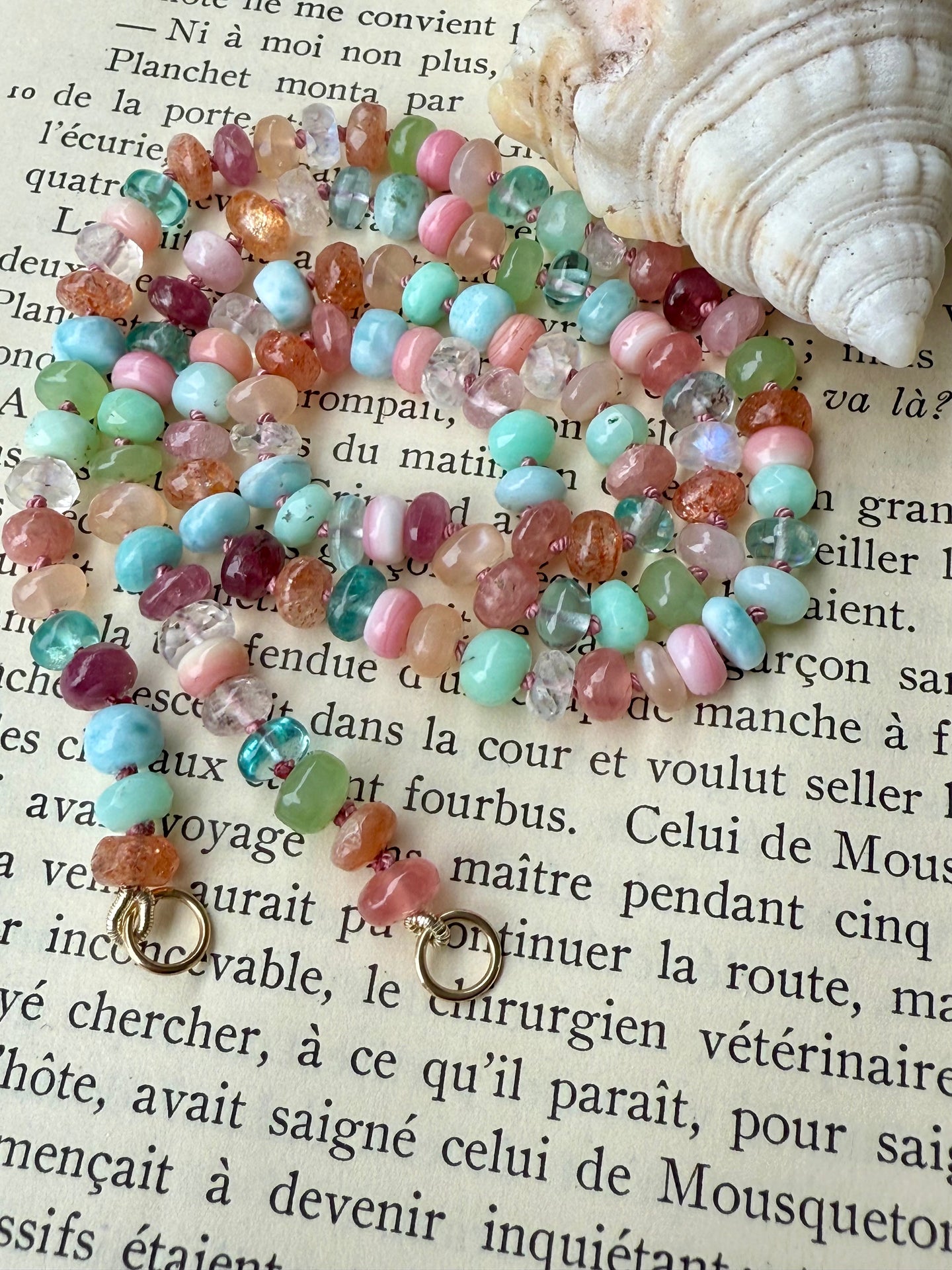 Multi Stone Salt Water Taffy Necklace with Open Loops