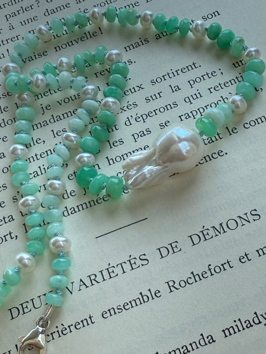 Tanzanian Opal and Baroque Pearl Necklace