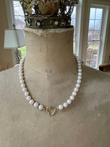 14k Open Loop Freshwater Pearl Silk Necklace