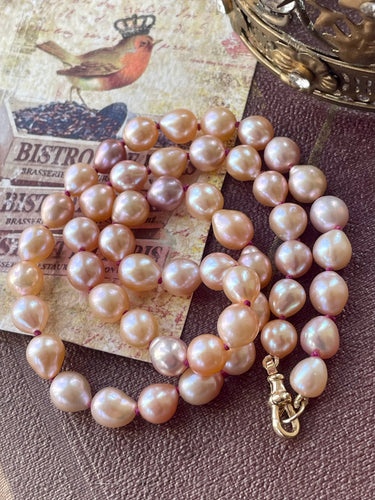14k Peach Petite Baroque Pearls