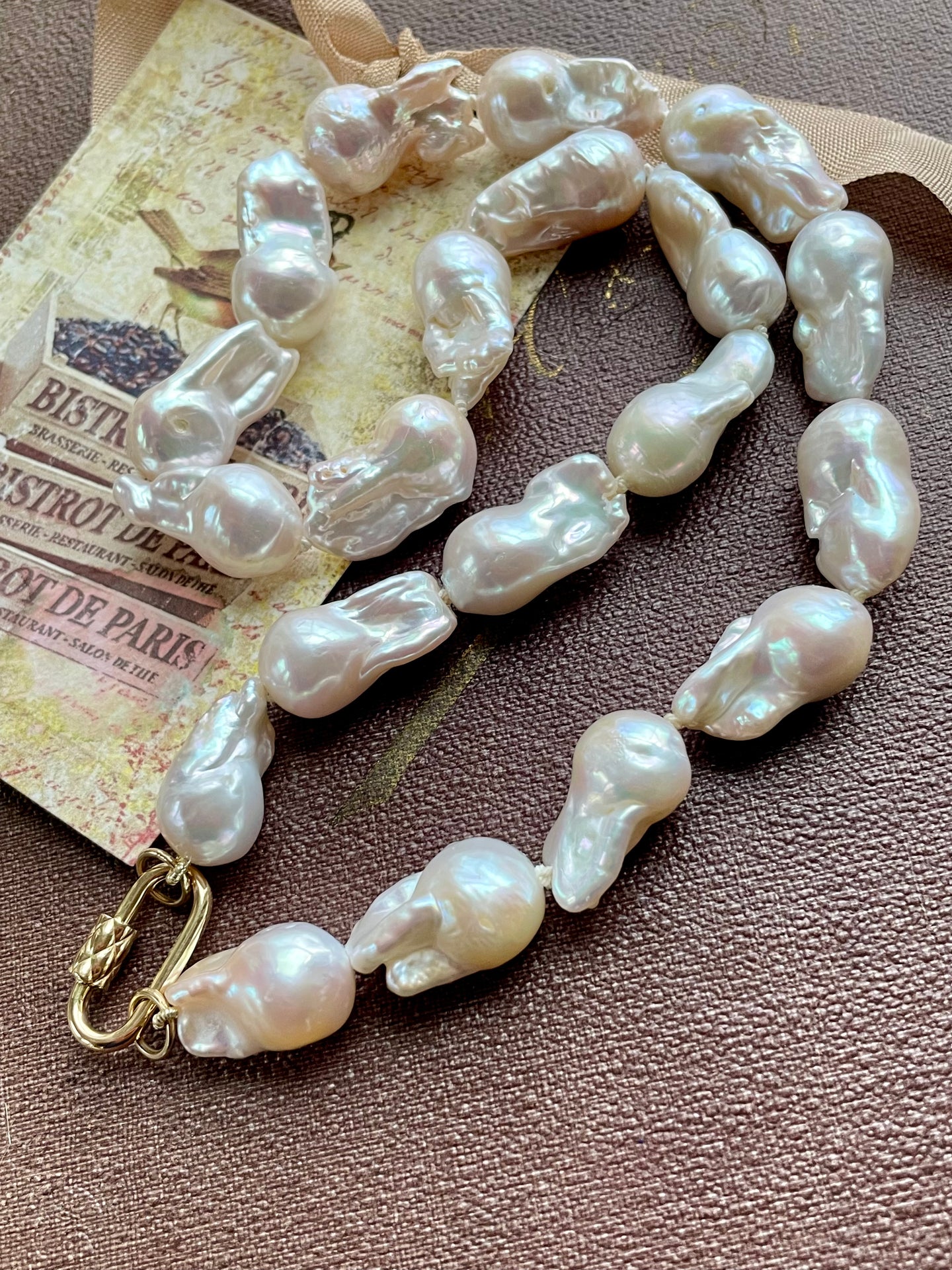 14k Baroque Pearl Silk Necklace