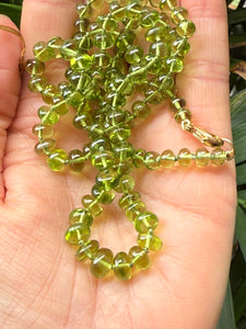 14k Afghani Peridot Hand Knotted Silk Necklace