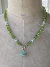 Charger l&#39;image dans la galerie, LAYAWAY PAYMENTS FOR V ONLY:14k Carved Aquamarine Flower Pendant with Peridot