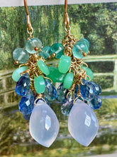 Load image into Gallery viewer, Chalcedony Briolette Earrings Symphony in Green