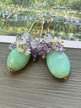 Cargar imagen en el visor de la galería, Peruvian Opal Cluster Earrings Symphony in Green