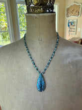 Charger l'image dans la galerie, Carved Labradorite Pendant and Hand Knotted Necklace