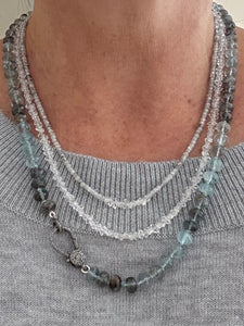 Moss Aquamarine Necklace with Pave Diamond Clasp