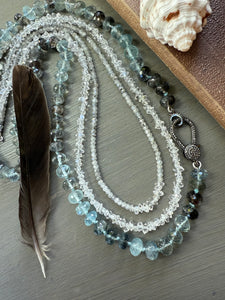 Moss Aquamarine Necklace with Pave Diamond Clasp