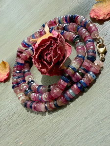 14k Madagascan Sapphire Heishi Necklace