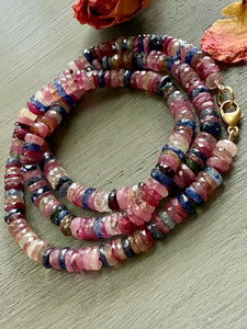 14k Madagascan Sapphire Heishi Necklace