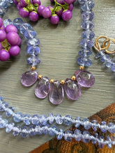 Cargar imagen en el visor de la galería, 14k Tanzanite and Amethyst Necklace