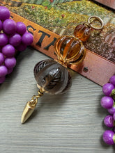 Charger l'image dans la galerie, 14k Carved Smoky Quartz Pumpkin Tassel Pendant