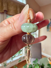 Charger l'image dans la galerie, 14k Carved Russian Emerald and Smoky Quartz Pumpkin Tassel Pendant