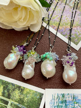 Load image into Gallery viewer, Baroque Pearl Cluster Pendant &quot;Waterlilies Symphony in Green&quot;