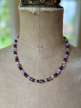 Carica l'immagine nel visualizzatore di Gallery, 14k Multi Gem Necklace Phosphosiderite, Amethyst, Garnet