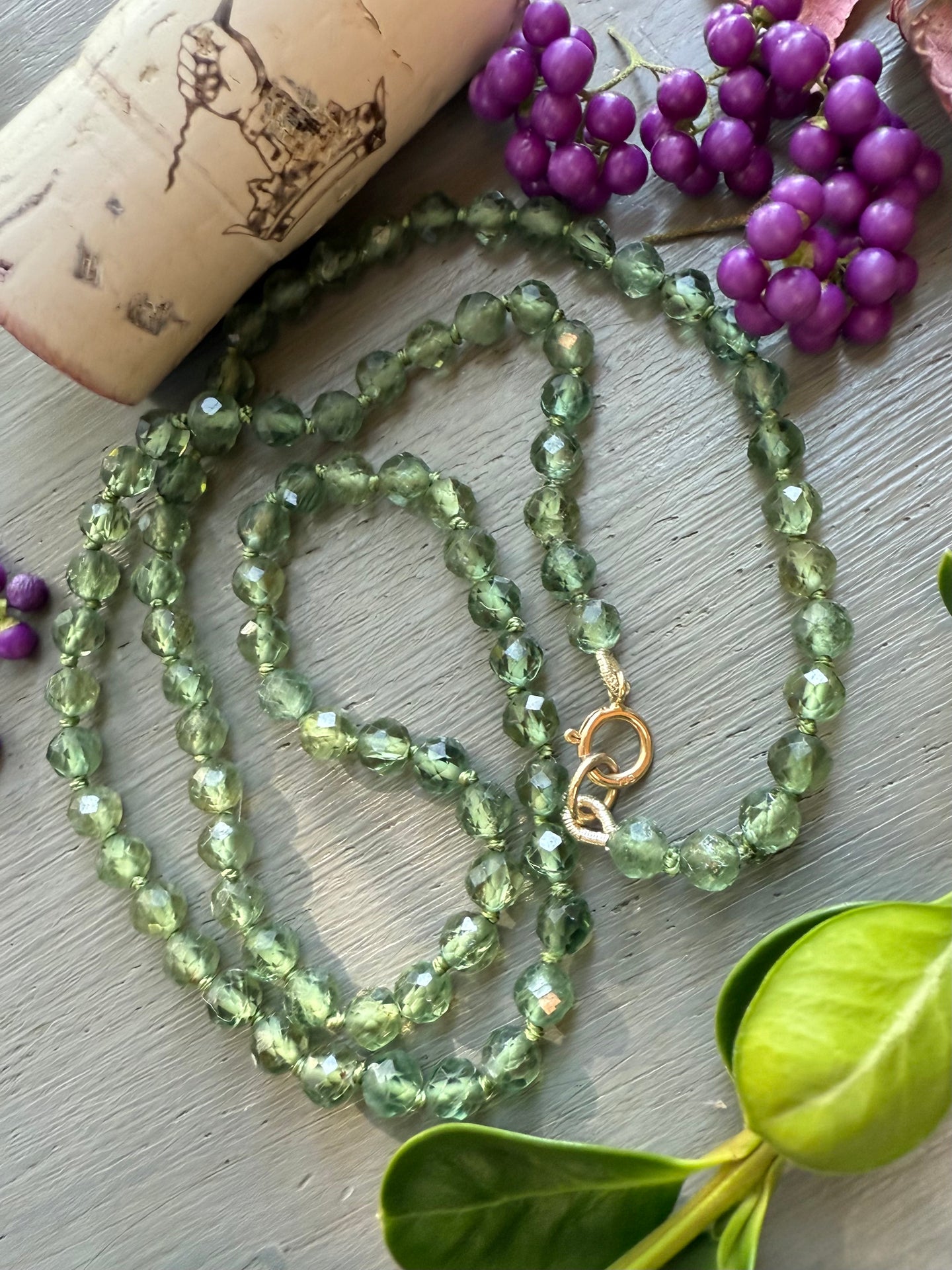 14k Green Apatite Necklace