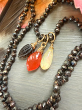 Load image into Gallery viewer, 14k Chocolate Mystic Spinel Necklace with Charm Trio