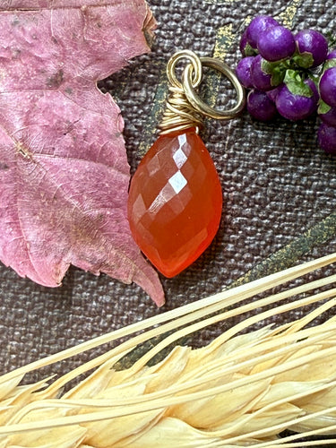 14k Carnelian Briolette Charm