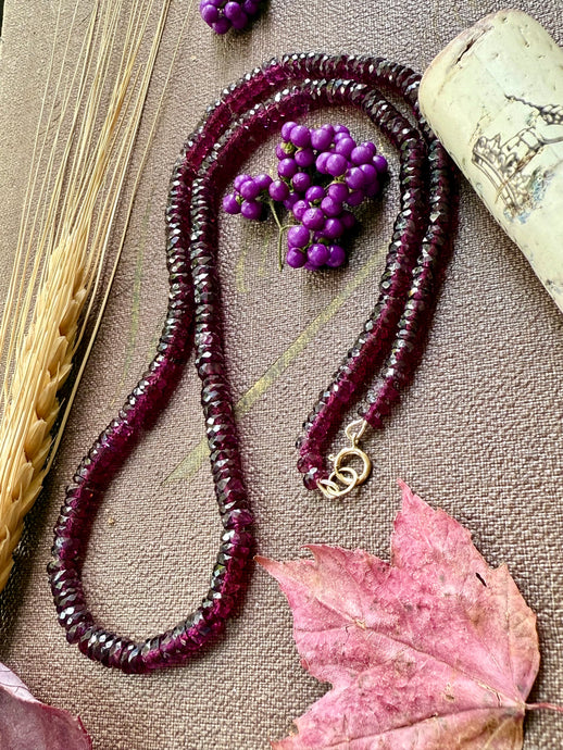 14k Rhodolite Garnet Heishi Necklace