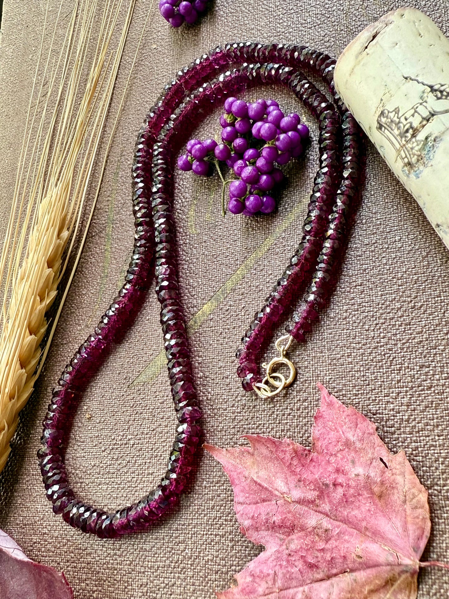 14k Rhodolite Garnet Heishi Necklace