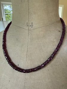 14k Rhodolite Garnet Heishi Necklace