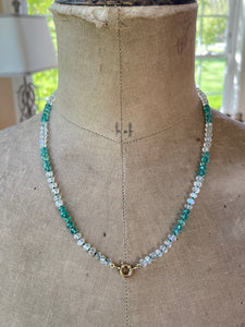 Rainbow Moonstone and Emerald Necklace