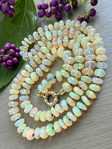14k Gold Faceted Ethiopian Opal Necklace