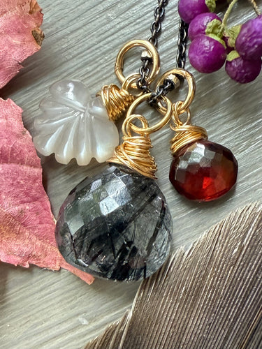 Black Tourmalinated Quartz Charm Necklace
