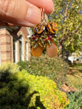 Carica l'immagine nel visualizzatore di Gallery, Carved Tigers Eye and Golden Moonstone Earrings