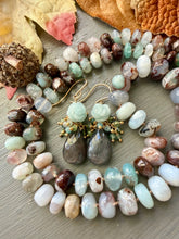 Carica l'immagine nel visualizzatore di Gallery, Carved Amazonite and Black Moonstone Earrings