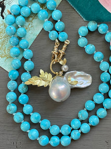 Collab with Giselle Kolb Jewelry: Winged Baroque Pearl on Kingman Turquoise