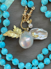 Cargar imagen en el visor de la galería, Collab with Giselle Kolb Jewelry: Winged Baroque Pearl on Kingman Turquoise