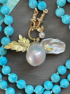 Collab with Giselle Kolb Jewelry: Winged Baroque Pearl on Kingman Turquoise