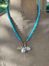 Cargar imagen en el visor de la galería, Collab with Giselle Kolb Jewelry: Winged Baroque Pearl on Kingman Turquoise