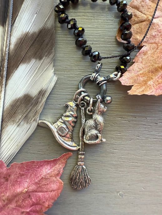 Sterling Silver Witch Charm Necklace