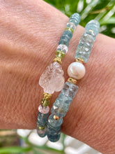 Load image into Gallery viewer, Aquamarine &quot;Rock Candy&quot; and Freshwater Pearl Bracelet