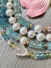 Load image into Gallery viewer, Aquamarine &quot;Rock Candy&quot; and Freshwater Pearl Bracelet