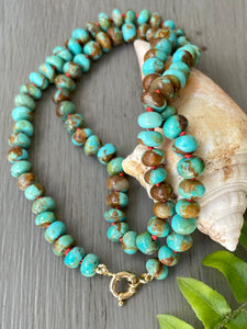 Kingman Turquoise Rondelle Necklace "Sand and Sea"