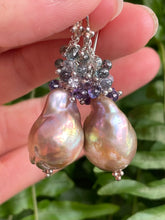 Load image into Gallery viewer, Baroque Pearls with Sapphire Earrings