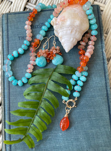 Amazonite, Carnelian, and Peach Moonstone Necklace